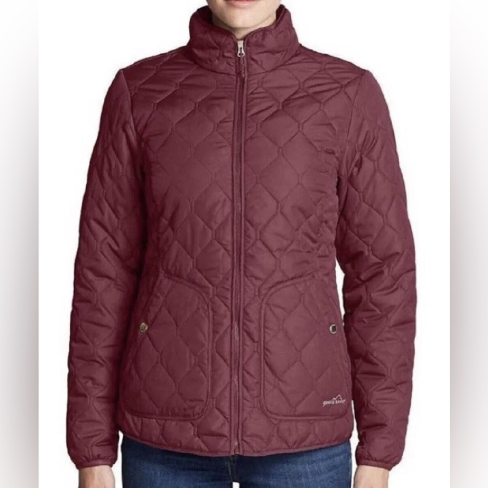 Eddie Bauer Women's Mod Quilt Light Jacket-Burgundy I Size XL
